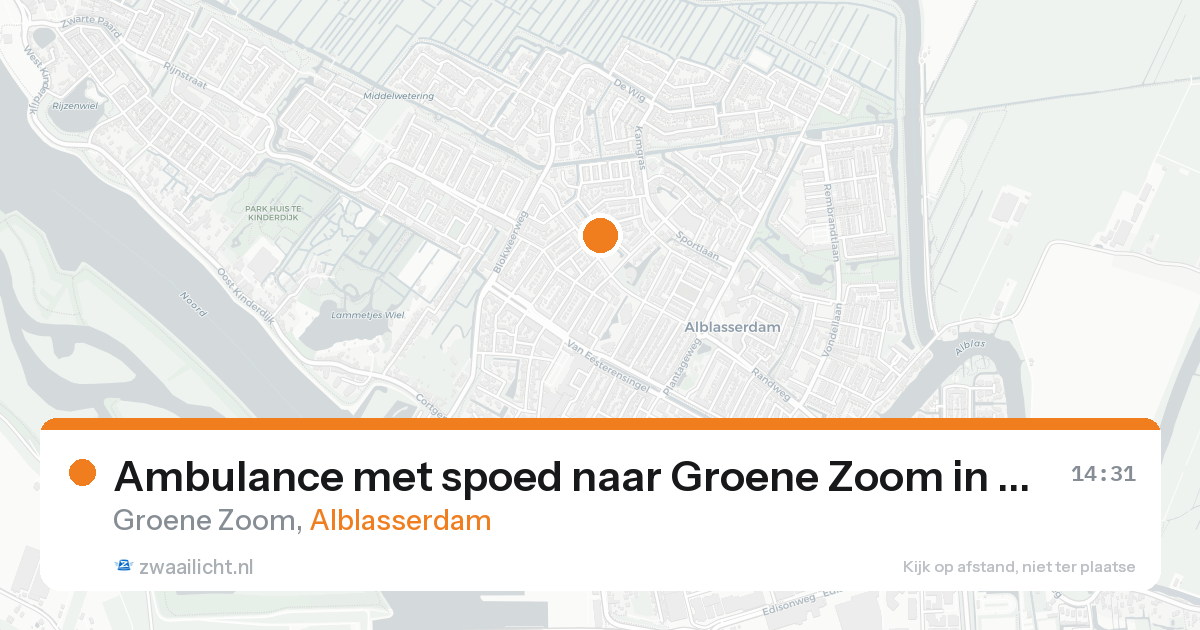Ambulance met spoed naar Groene Zoom in Alblasserdam — 17 aug 2026