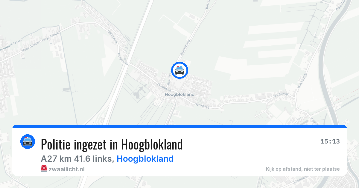 Politie ingezet in Hoogblokland — 20 mrt 2026 | 🚨 Zwaailicht.nl