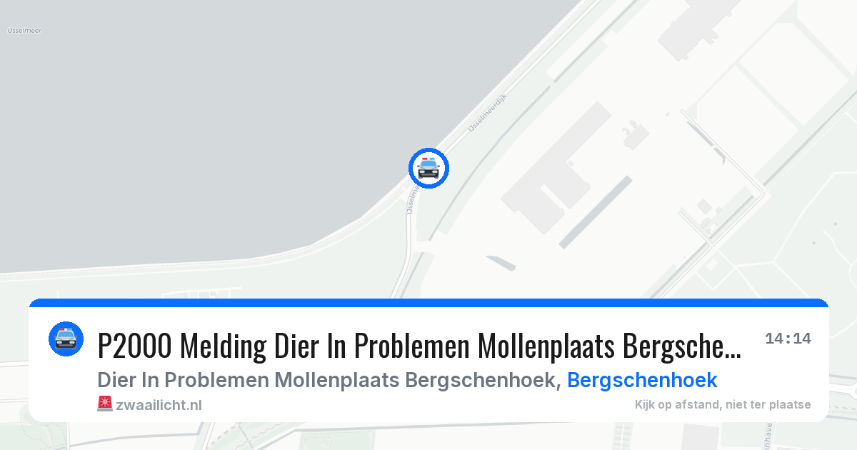 P2000 Melding Dier In Problemen Mollenplaats Bergschenhoek, Bergschenhoek — 8 mei 2026