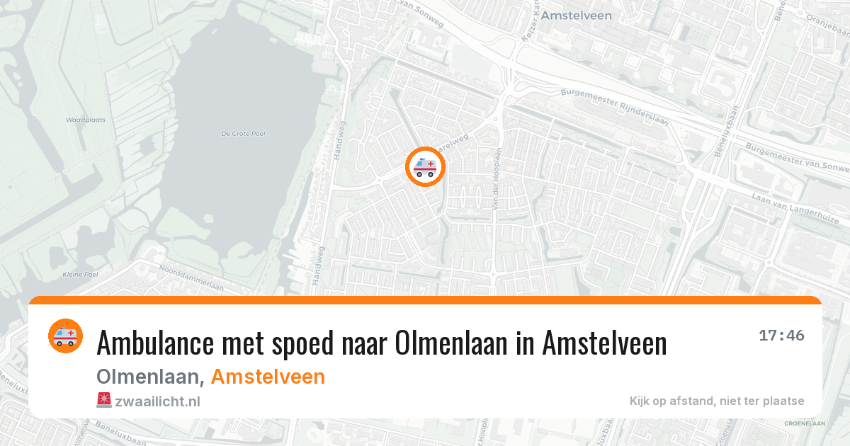 Ambulance met spoed naar Olmenlaan in Amstelveen — 16 jul 2026