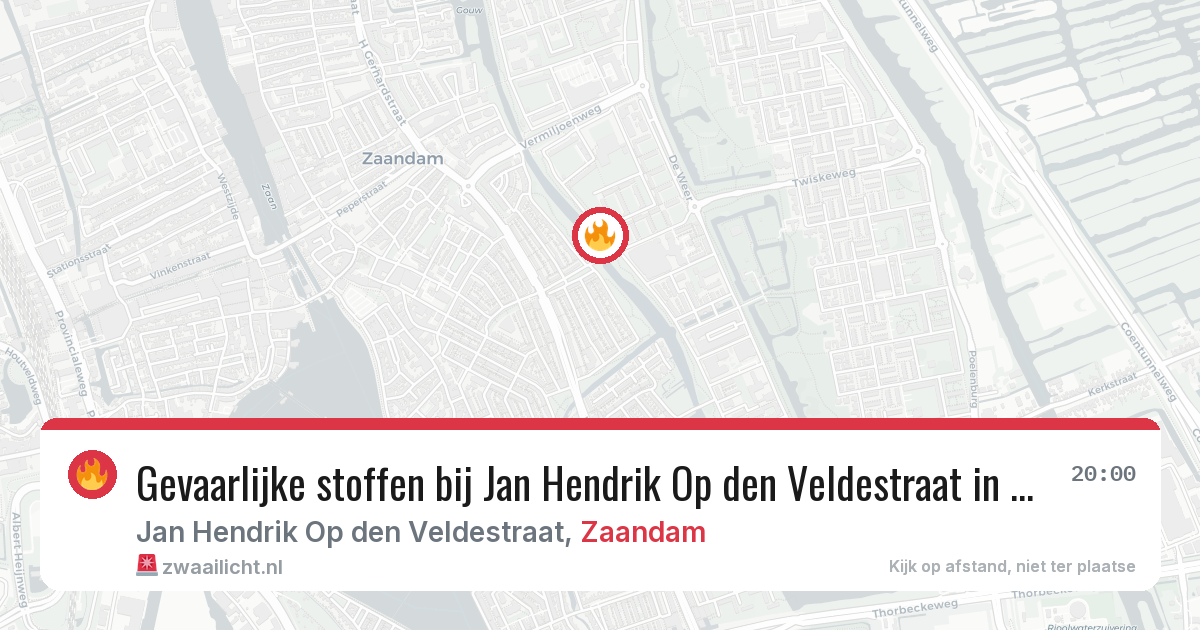 Gevaarlijke stoffen bij Jan Hendrik Op den Veldestraat in Zaandam — 20 mrt 2026