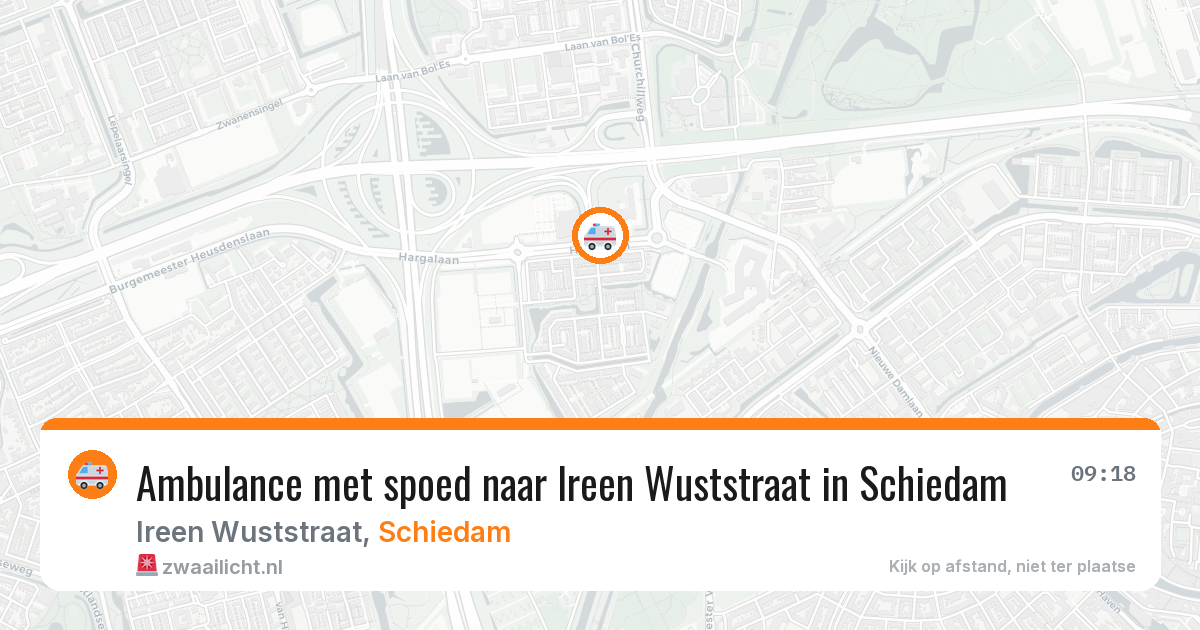 Ambulance met spoed naar Ireen Wuststraat in Schiedam — 9 aug 2026