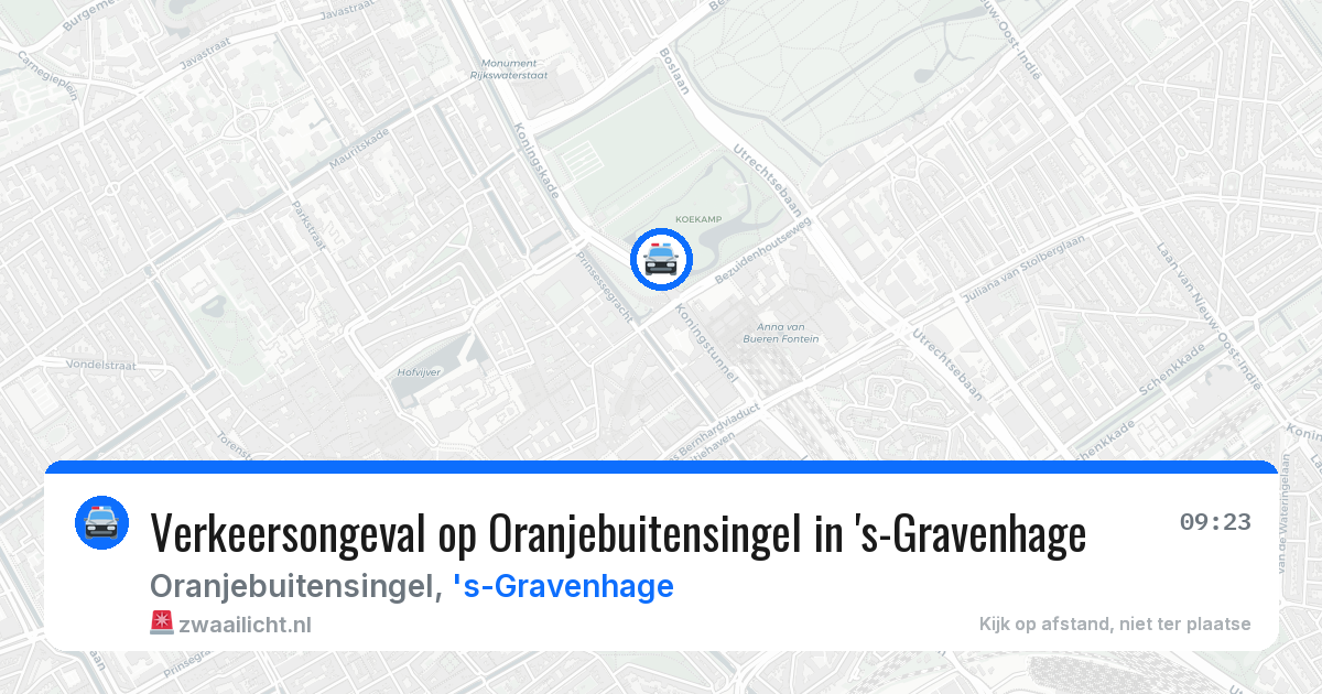 Verkeersongeval op Oranjebuitensingel in 's-Gravenhage — 9 jul 2026