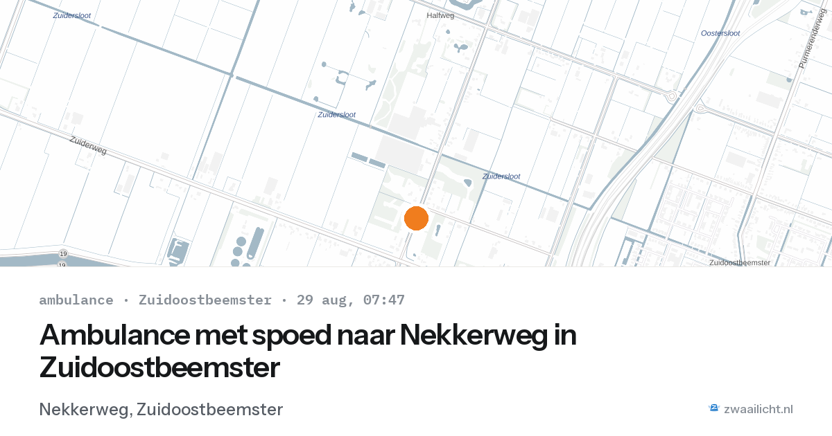 Ambulance met spoed naar Nekkerweg in Zuidoostbeemster — 29 aug 2026