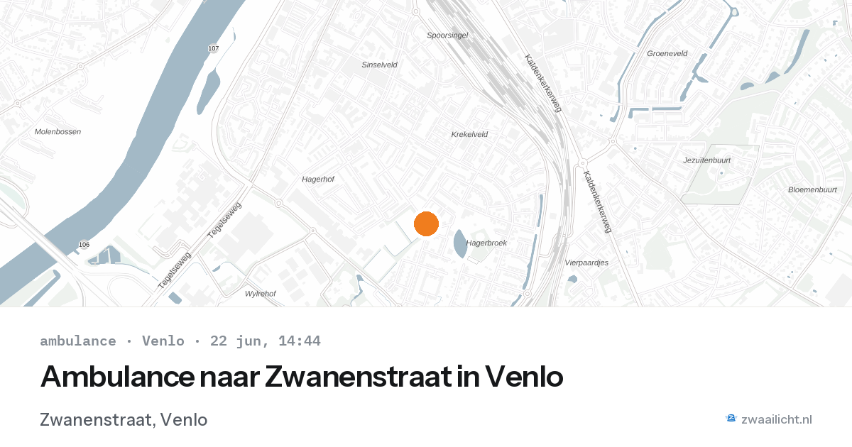 Ambulance naar Zwanenstraat in Venlo — 22 jun 2026