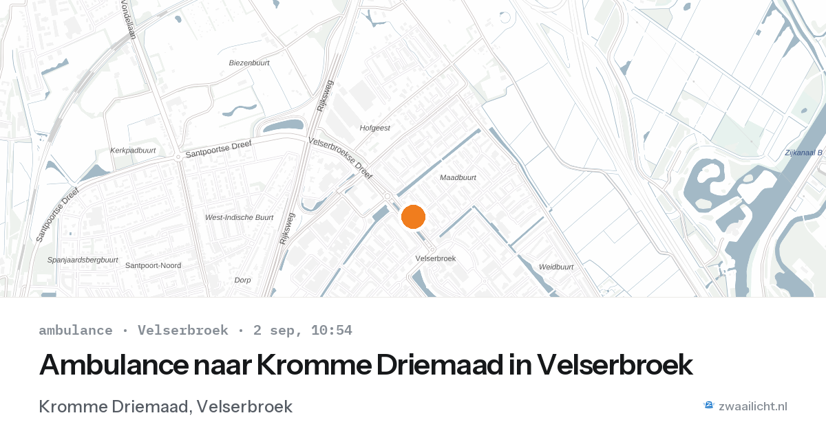 Ambulance naar Kromme Driemaad in Velserbroek — 2 sep 2026