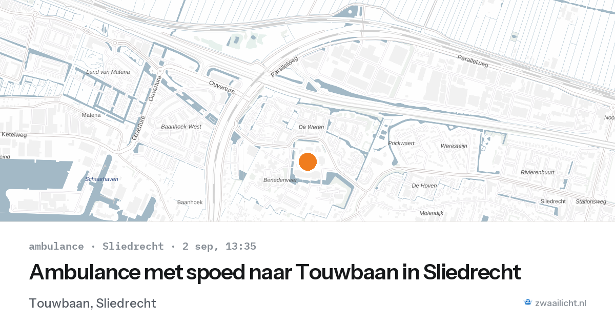 Ambulance met spoed naar Touwbaan in Sliedrecht — 2 sep 2026
