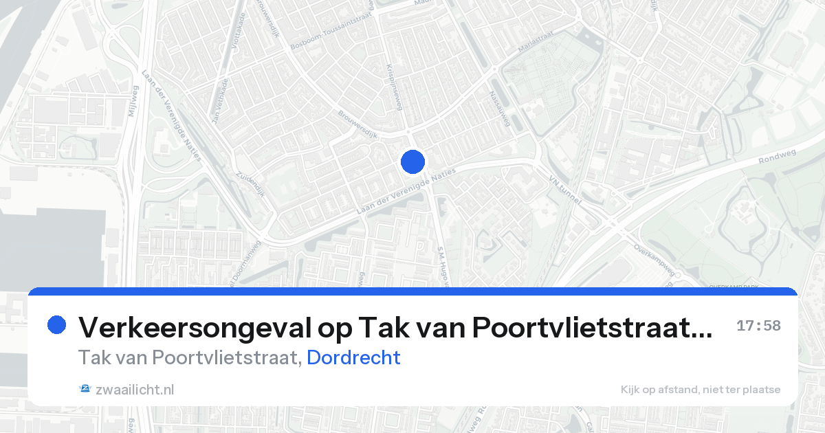 Verkeersongeval op Tak van Poortvlietstraat in Dordrecht — 25 aug 2026