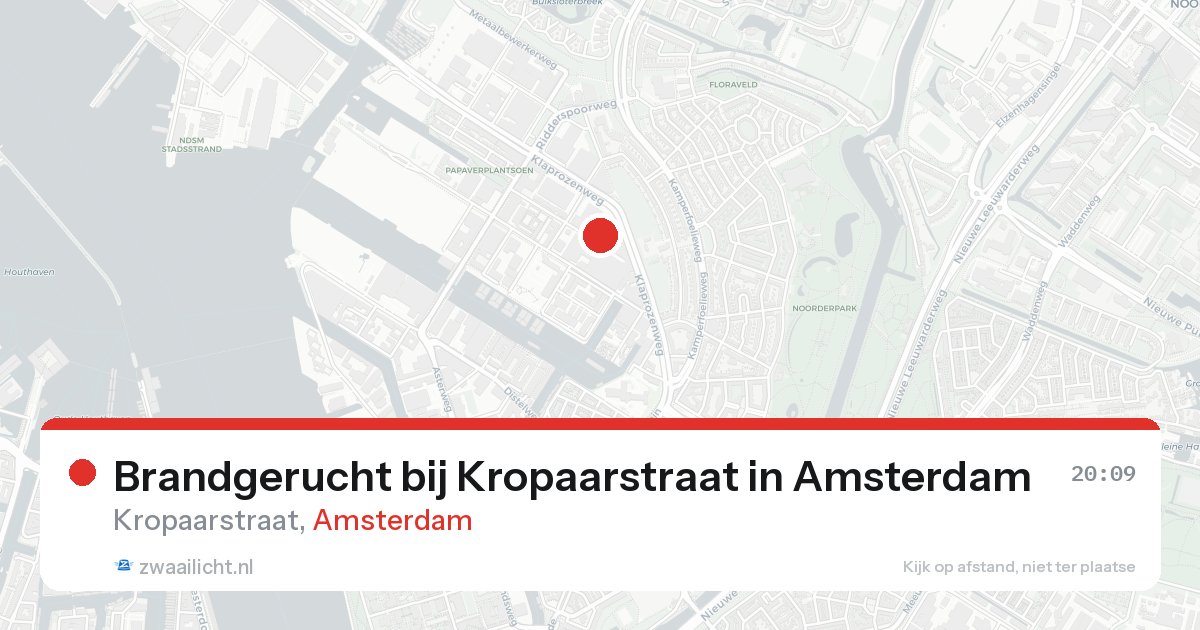 Brandgerucht bij Kropaarstraat in Amsterdam — 21 aug 2026
