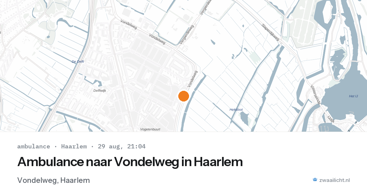 Ambulance naar Vondelweg in Haarlem — 29 aug 2026