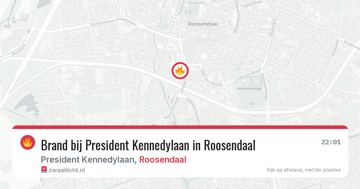 Brand bij President Kennedylaan in Roosendaal — 29 mrt 2026