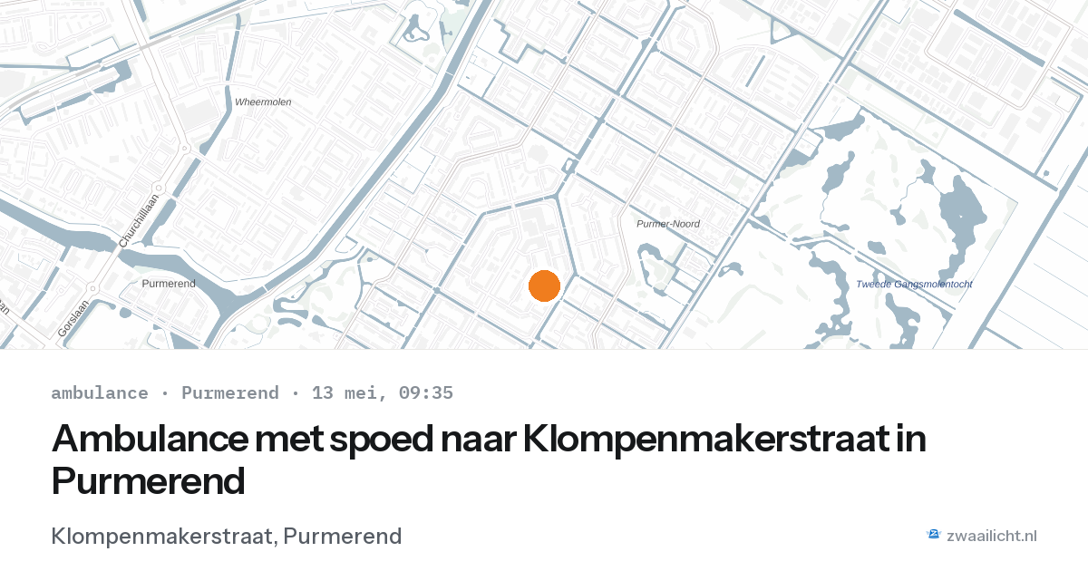 Ambulance met spoed naar Klompenmakerstraat in Purmerend — 13 mei 2026