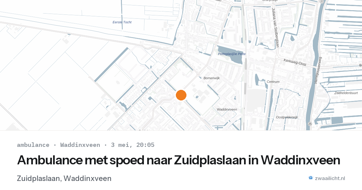 Ambulance met spoed naar Zuidplaslaan in Waddinxveen — 3 mei 2026