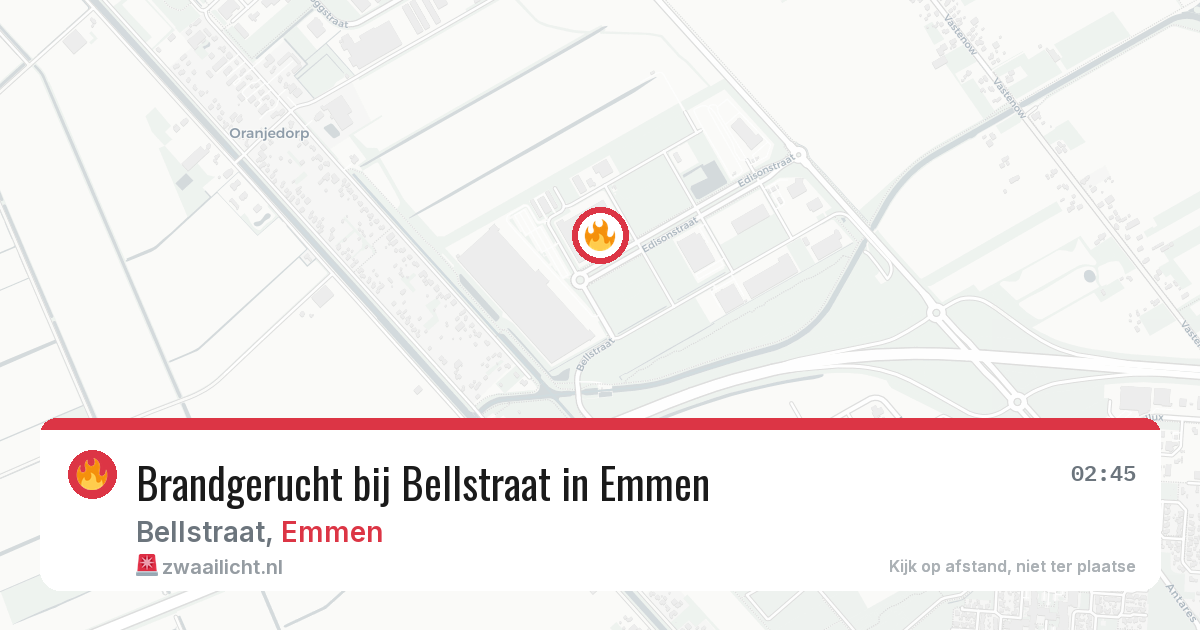 Brandgerucht bij Bellstraat in Emmen — 13 aug 2026