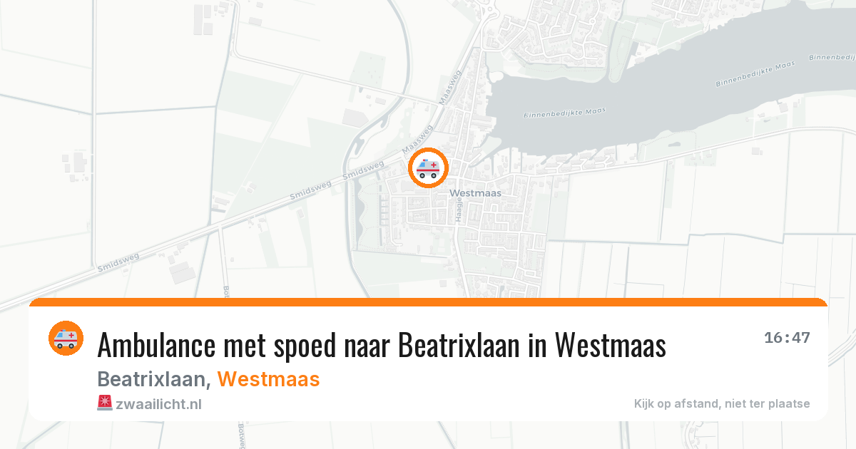 Ambulance met spoed naar Beatrixlaan in Westmaas — 18 mrt 2026