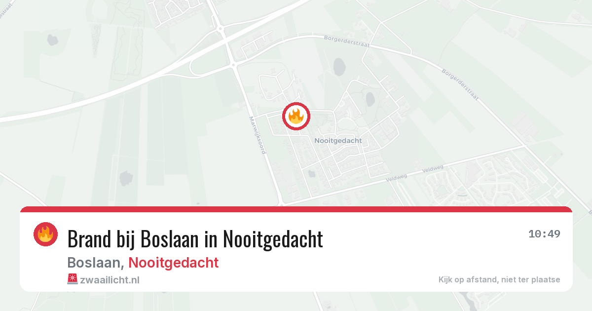 Brand bij Boslaan in Nooitgedacht — 26 mei 2026