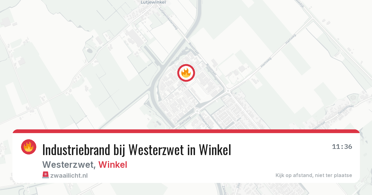 Industriebrand bij Westerzwet in Winkel — 18 apr 2026