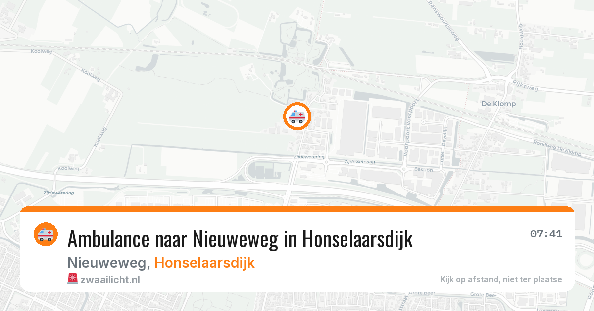 Ambulance naar Nieuweweg in Honselaarsdijk — 9 jul 2026
