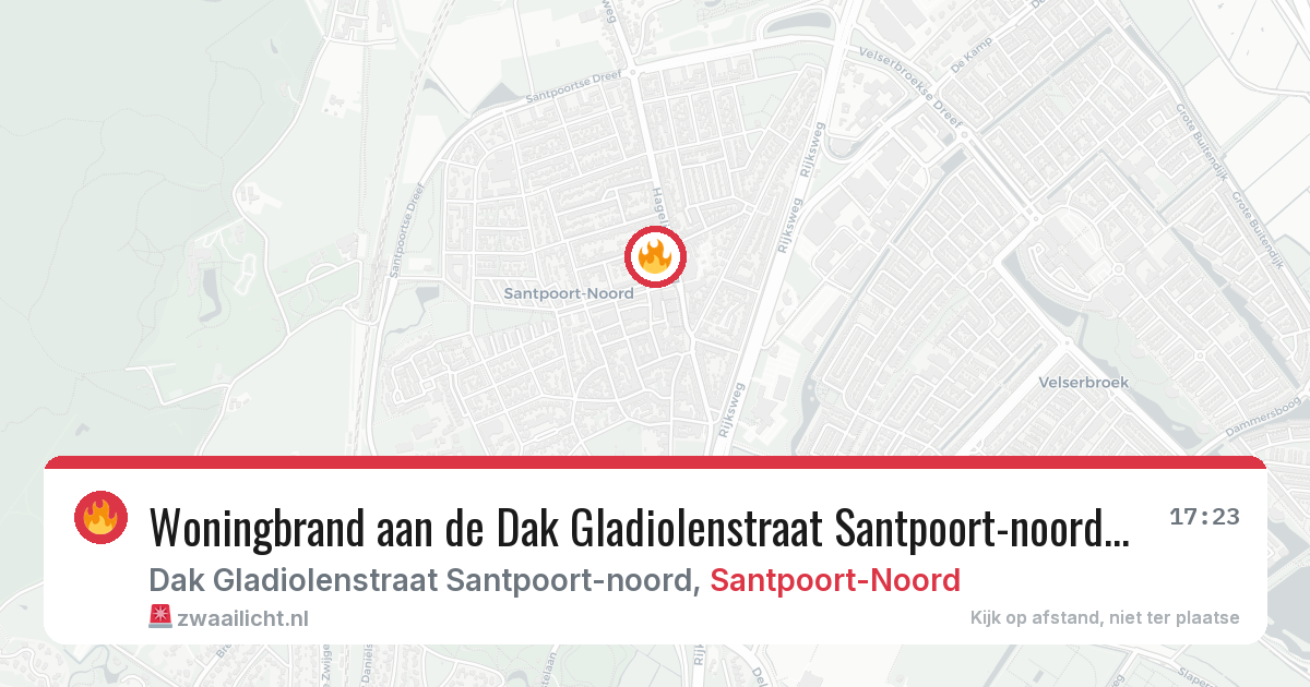 Woningbrand aan de Dak Gladiolenstraat Santpoort-noord in Santpoort-Noord — 13 aug 2026