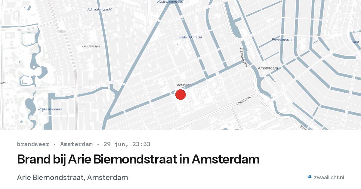 Brand bij Arie Biemondstraat in Amsterdam — 29 jun 2026