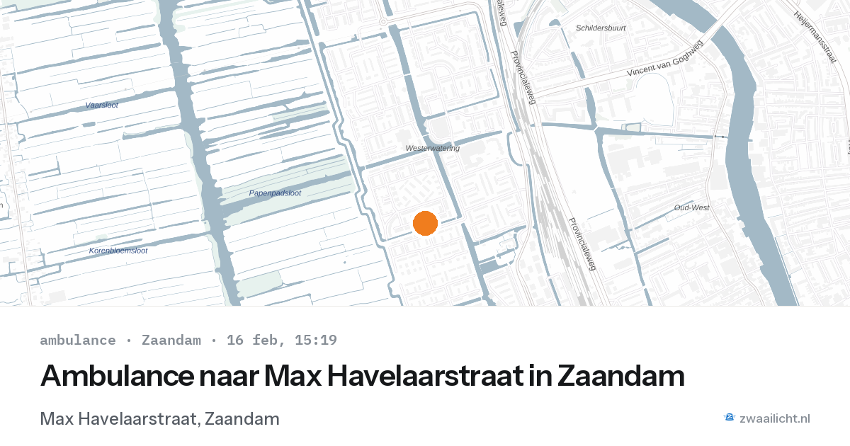 Ambulance naar Max Havelaarstraat in Zaandam — 16 feb 2026