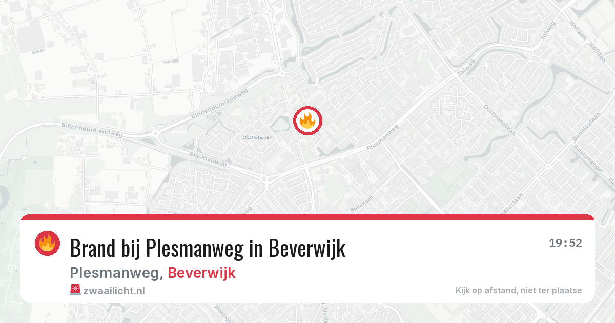 Brand bij Plesmanweg in Beverwijk — 13 aug 2026