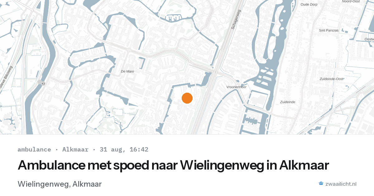 Ambulance met spoed naar Wielingenweg in Alkmaar — 31 aug 2026