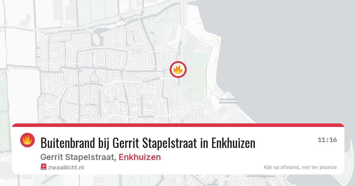 Buitenbrand bij Gerrit Stapelstraat in Enkhuizen — 20 jul 2026