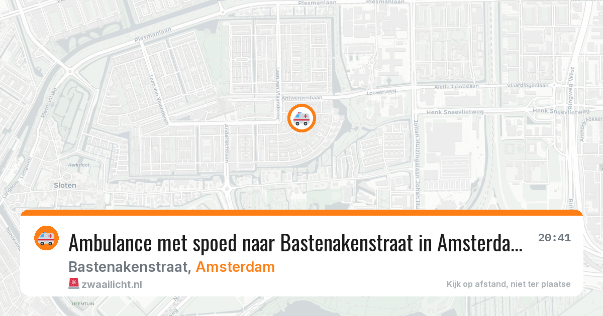 Ambulance met spoed naar Bastenakenstraat in Amsterdam — 22 mrt 2026