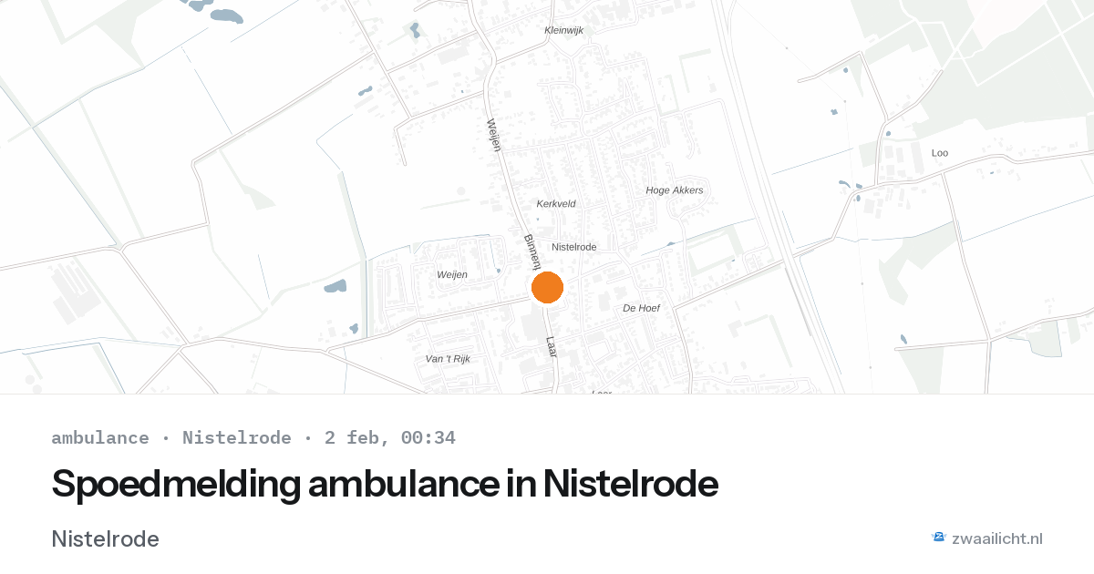 Spoedmelding ambulance in Nistelrode — 1 feb 2026