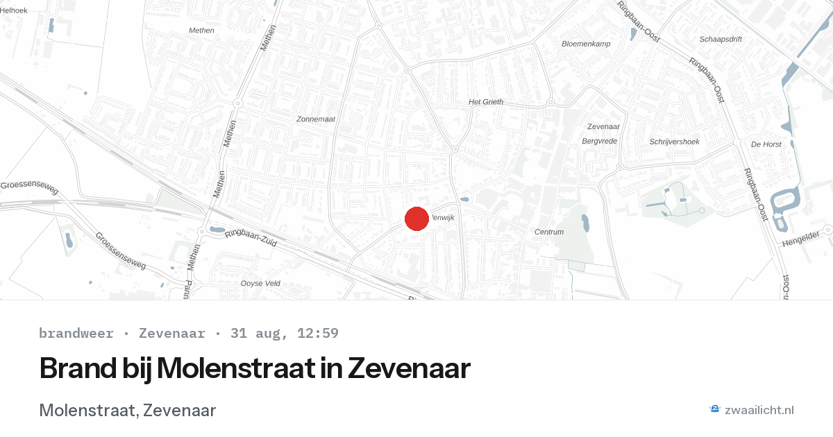Brand bij Molenstraat in Zevenaar — 31 aug 2026