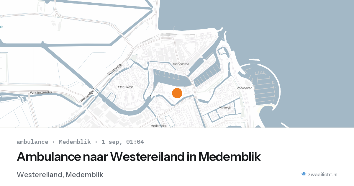 Ambulance naar Westereiland in Medemblik — 31 aug 2026
