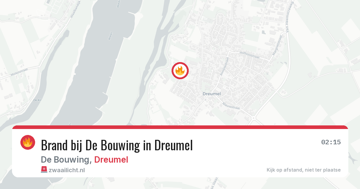 Brand bij De Bouwing in Dreumel — 14 jun 2026