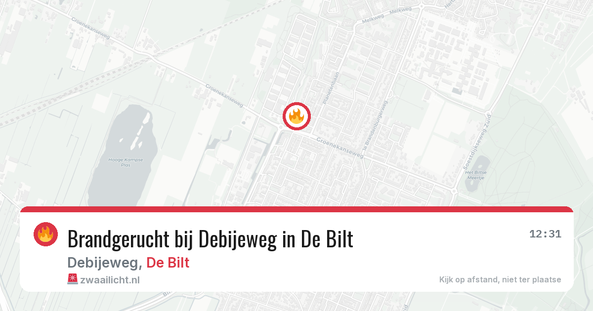 Brandgerucht bij Debijeweg in De Bilt — 29 jul 2026