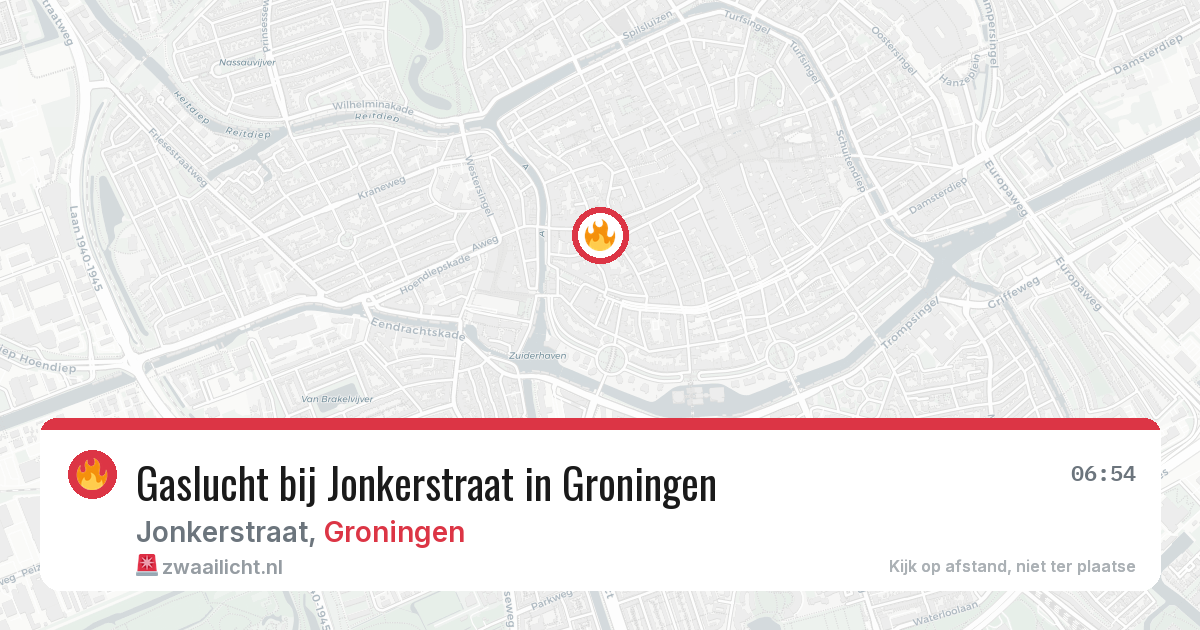 Gaslucht bij Jonkerstraat in Groningen — 23 mrt 2026