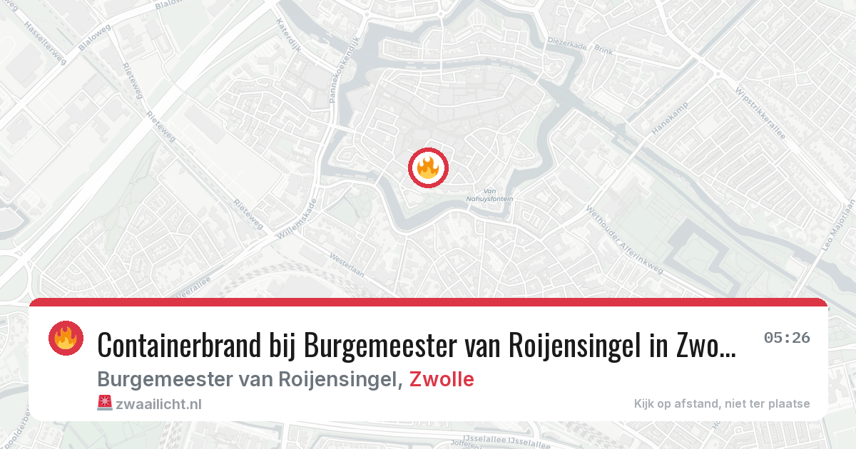 Containerbrand bij Burgemeester van Roijensingel in Zwolle — 23 jul 2026