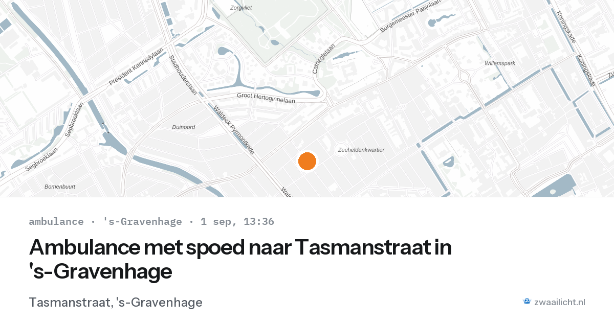 Ambulance met spoed naar Tasmanstraat in 's-Gravenhage — 1 sep 2026