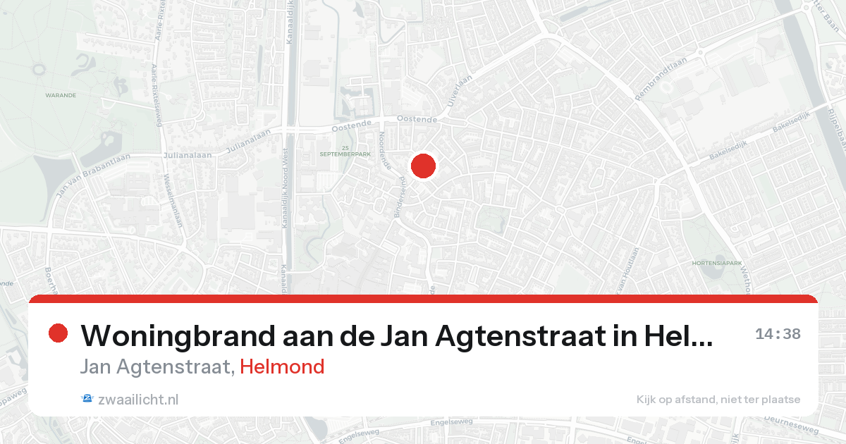 Woningbrand aan de Jan Agtenstraat in Helmond — 20 aug 2026