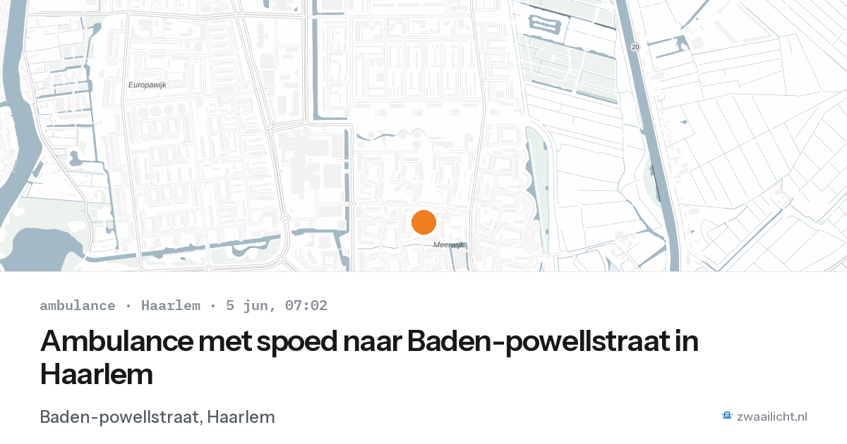 Ambulance met spoed naar Baden-powellstraat in Haarlem — 5 jun 2026