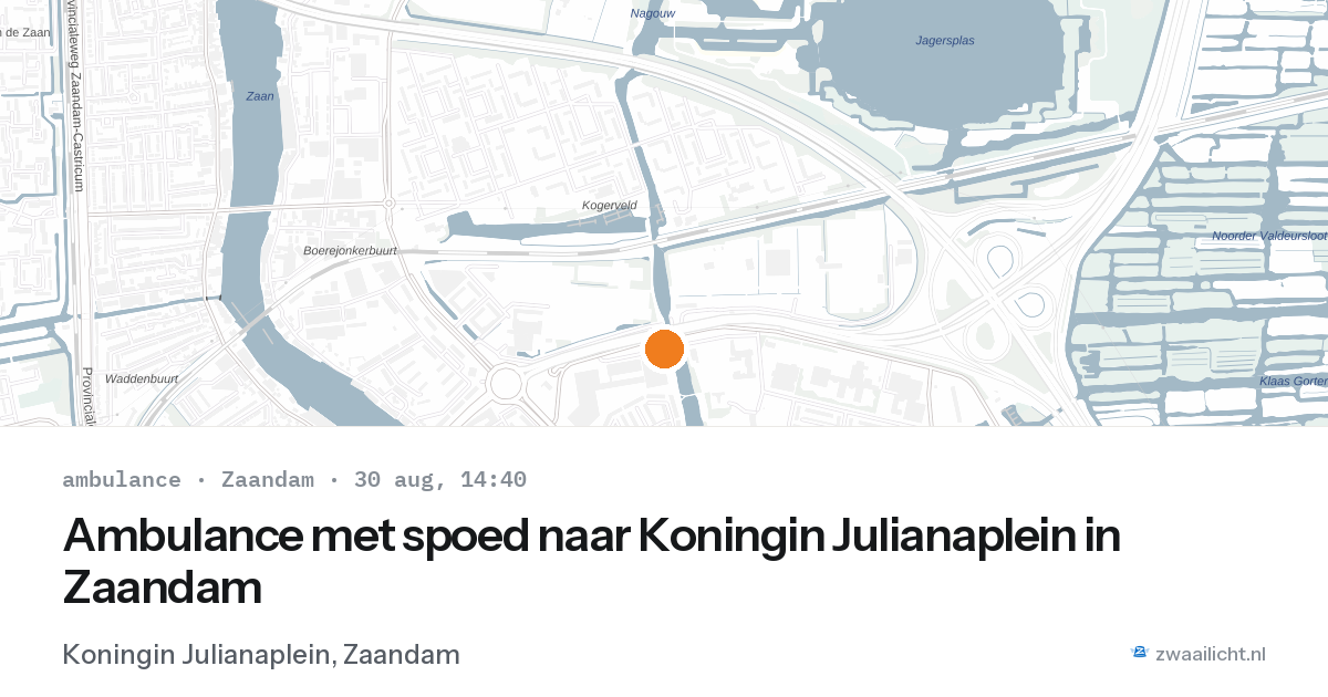 Ambulance met spoed naar Koningin Julianaplein in Zaandam — 30 aug 2026