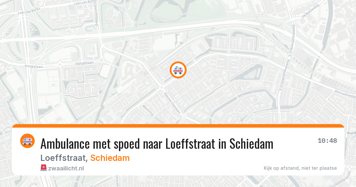 Ambulance met spoed naar Loeffstraat in Schiedam — 3 aug 2026