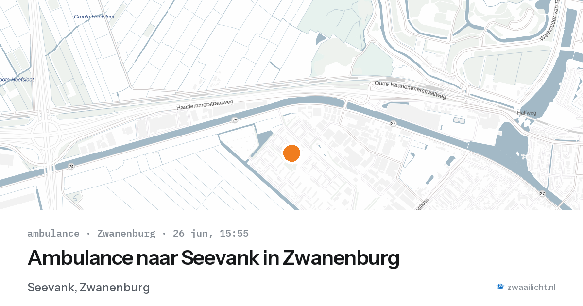 Ambulance naar Seevank in Zwanenburg — 26 jun 2026