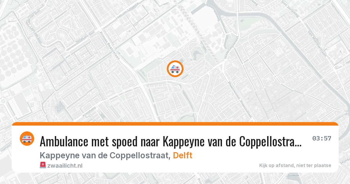 Ambulance met spoed naar Kappeyne van de Coppellostraat in Delft — 13 aug 2026