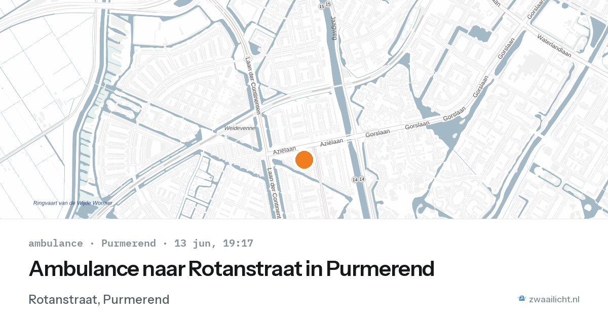 Ambulance naar Rotanstraat in Purmerend — 13 jun 2026