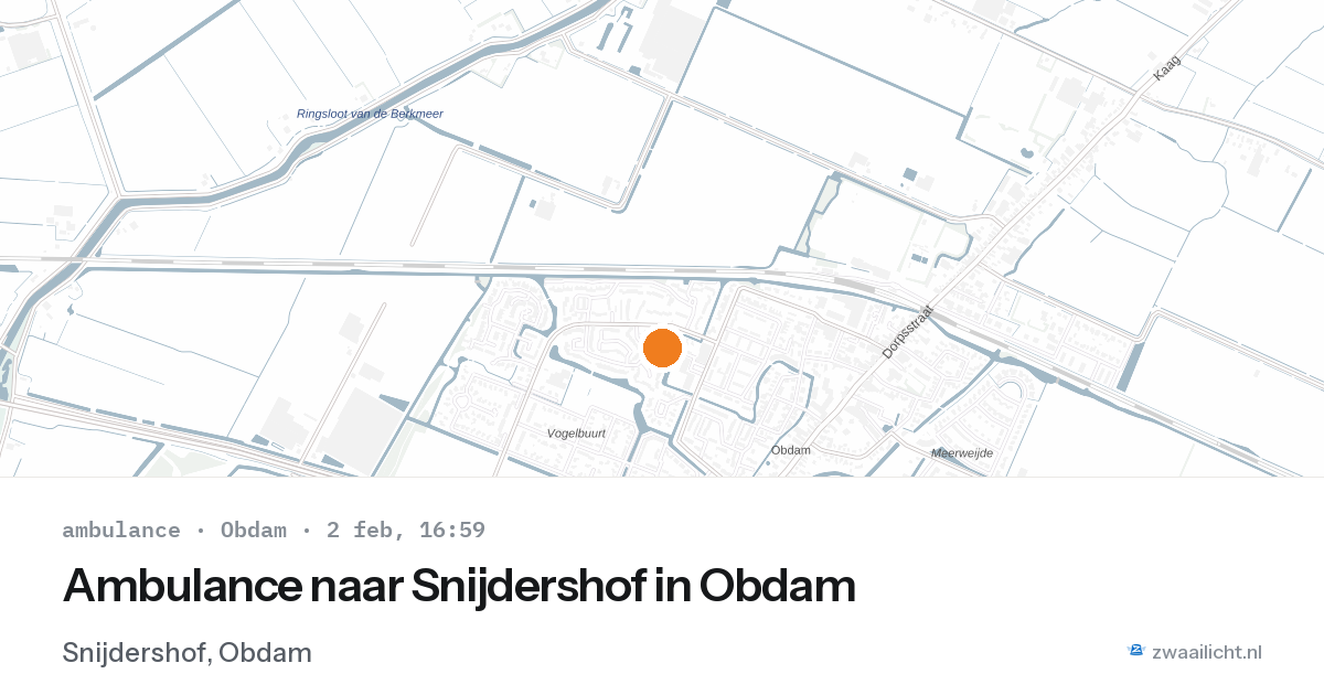 Ambulance naar Snijdershof in Obdam — 2 feb 2026