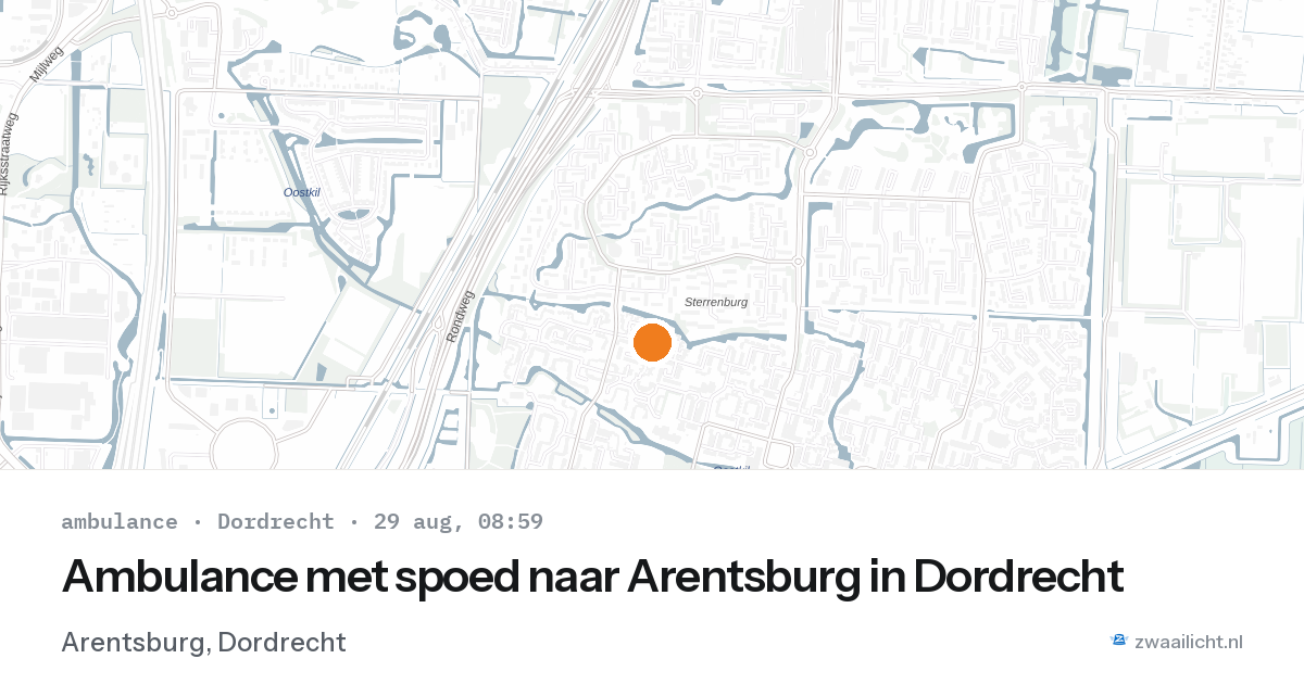 Ambulance met spoed naar Arentsburg in Dordrecht — 29 aug 2026