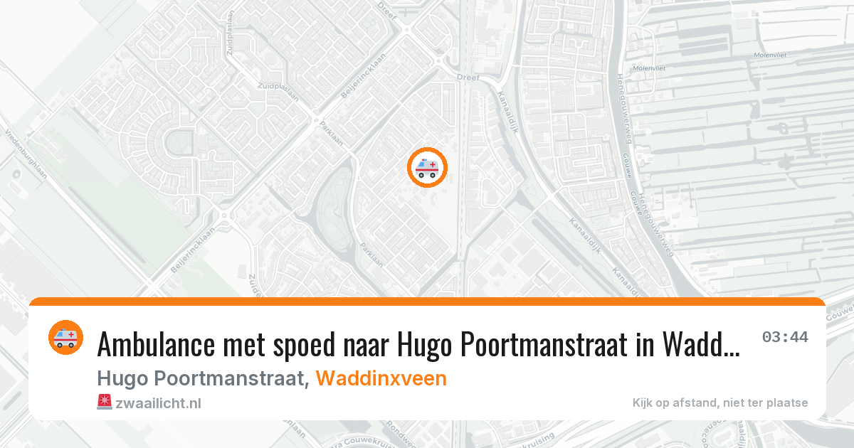 Ambulance met spoed naar Hugo Poortmanstraat in Waddinxveen — 7 aug 2026