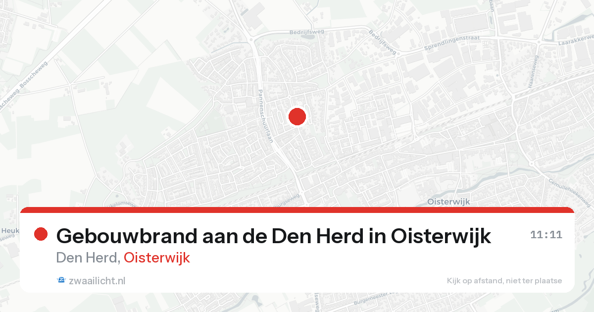 Gebouwbrand aan de Den Herd in Oisterwijk — 16 aug 2026