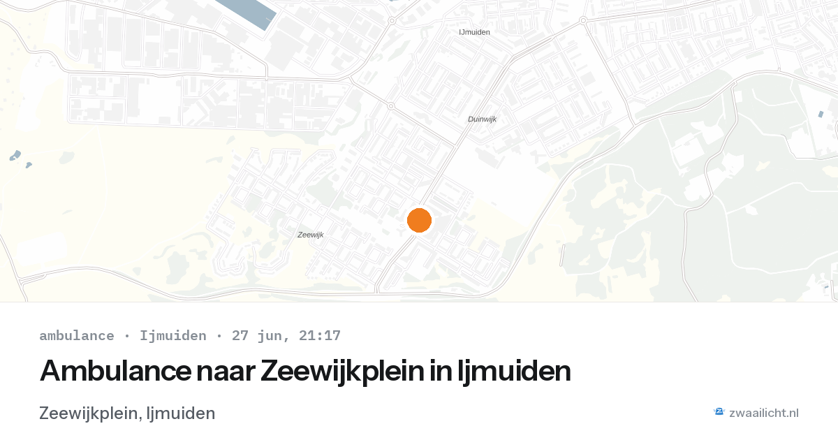 Ambulance naar Zeewijkplein in Ijmuiden — 27 jun 2026