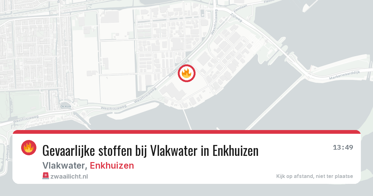 Gevaarlijke stoffen bij Vlakwater in Enkhuizen — 8 jul 2026